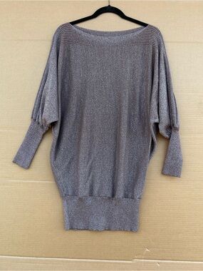 Mia Maddison Batwing sweater Tunic Metallic Simmer XL Disco Glam Brown women’s